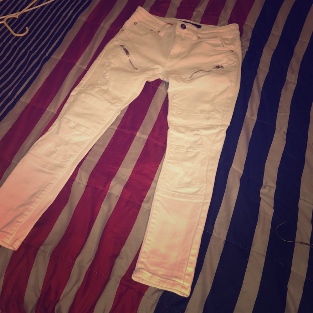 White ripped jeans
